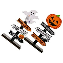 Movtotop Halloween Decor,2Pcs Halloween Ghost Pumpkin Decoration Table Centerpiece Wood Sign Table Decor for Halloween