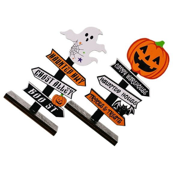 Movtotop Halloween Decor,2Pcs Halloween Ghost Pumpkin Decoration Table Centerpiece Wood Sign Table Decor for Halloween