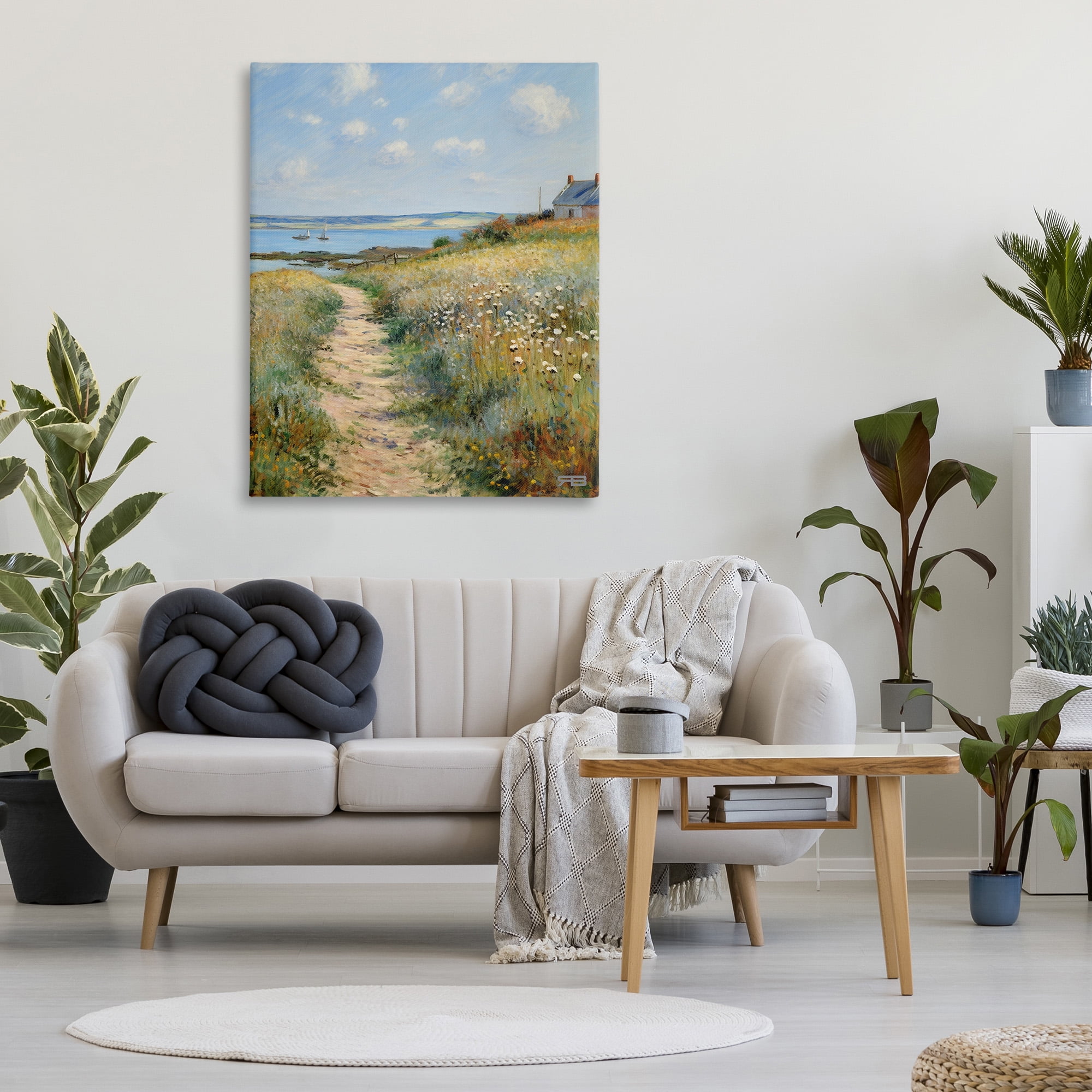 Stupell Industries Coastal Meadow Path Landscape Painting Gallery Wrapped Canvas Art Print Wall Art, 36 x 48