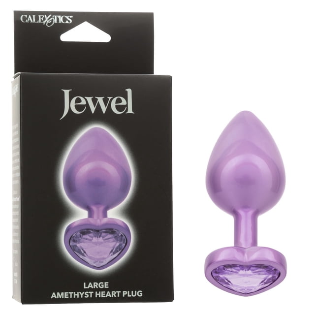 CalExotics Jewel Amethyst Heart Glass Anal Plug, Large, Purple