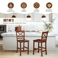 thumbnail image 5 of Costway Set of 2 Bar Stools 24'' Counter Height Chairs w/ Rubber Wood Legs Walnut, 5 of 8