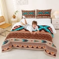 thumbnail image 3 of jejeloiu Earthy Aztec Full Size Comforter Sets,Southwestern Print Bedding Comforter Set For Boys,Brown Turquoise,Reversible,3 Pieces,1 Comforter and 2 Pillowcases, 3 of 7