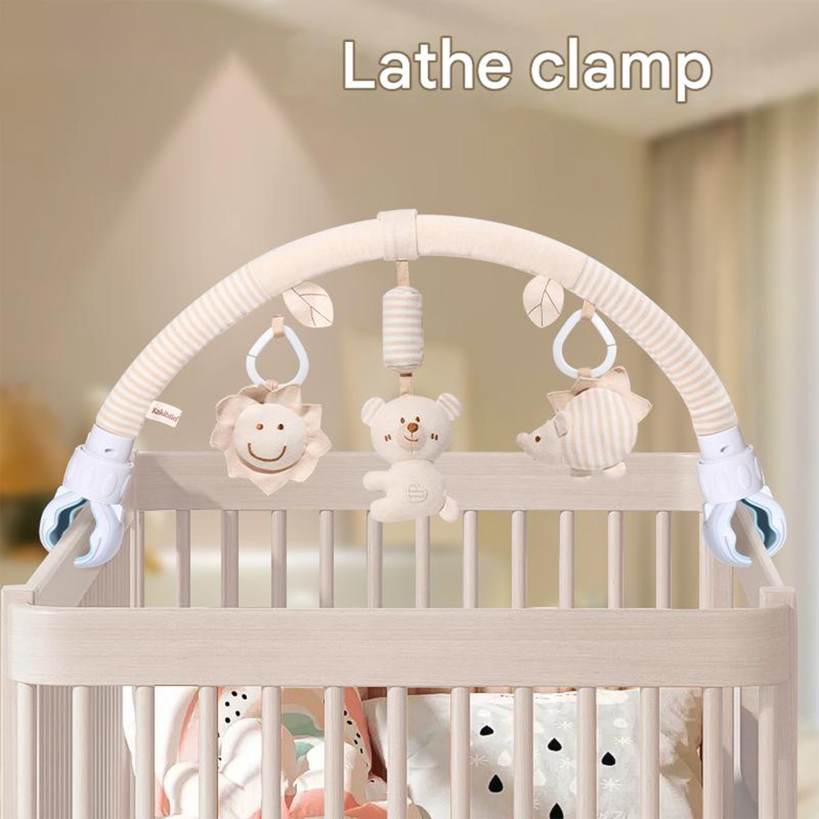 Newborns Sensory Development Toy Washable Organic Cotton Plush Crib Mobile With Soothing Sound Effects