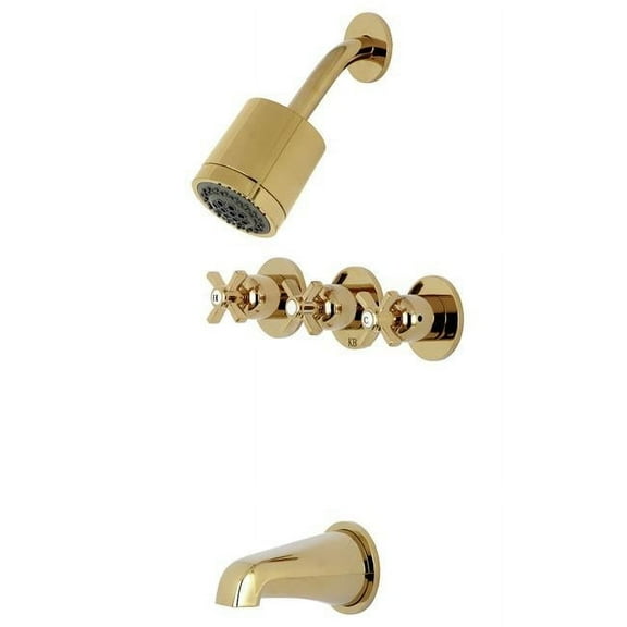 Millennium 3-Handle Tub & Shower Faucet, Polished Brass