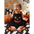thumbnail image 6 of BemeyourBBs Toddler Baby Girls Halloween Dress Outfit Baby Girl Fall Pumpkin Overalls Dress Clothes Kids Cute Pumpkin Face Embroidery Sleeveless Tank Dress 12 18 24 Months 2 3 4 5 Years, 6 of 9
