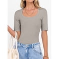 thumbnail image 3 of ANRABESS Womens Scoop Neck Tops Half Sleeve Ribbed Knit Slim Fitted T Shirts Summer Casual Basic Tee Going Out Shirts, 3 of 10