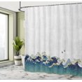 thumbnail image 5 of Cortina de ducha japonesa con ondas, remolinos acuáticos, juego de decoración de baño de tela con ganchos, 180 cm x 180 cm, color crema, gris y azul, 5 of 5