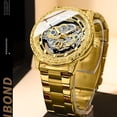thumbnail image 3 of Reloj Mecánico Vintage de Esqueleto para Hombre, Manecillas Luminosas, Correa de Cuero de Acero Inoxidable, 3 of 8