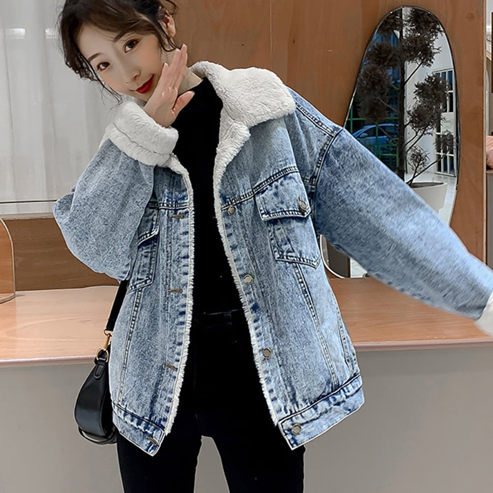 Jianama Loose rabbit fleece thick denim 