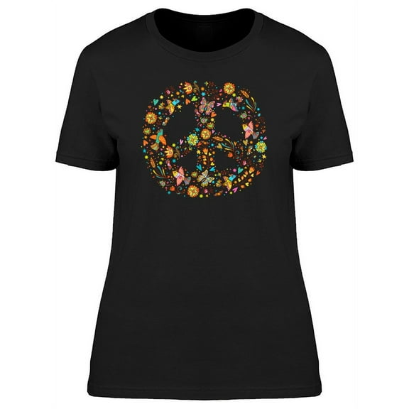 Smartprints Womens Graphic Tee - Hippie Sign In Floral Logo - Regular Fit 100% Cotton
