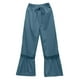 thumbnail image 4 of Pantalones casuales de pierna ancha para mujer - Dobladillo con volantes y ribete de encaje, cordón, poliéster, vacaciones/fiesta, S-XXL, 4 of 4