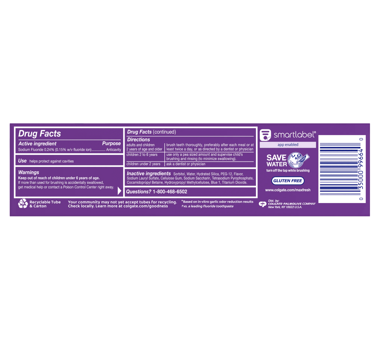 Colgate Max Fresh Knockout Toothpaste, Whitening Toothpaste with Mini Breath Strips, Mint Fusion, 6.3 Oz Tube (4 Pack Bundle)