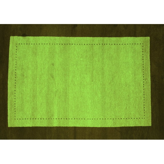 Ahgly Company Indoor Rectangle Abstract Green Contemporary Area Rugs, 4' x 6'