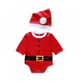 2025 Santa Claus Children's Clothing Long Sleeve Romper + Hat Twopiece