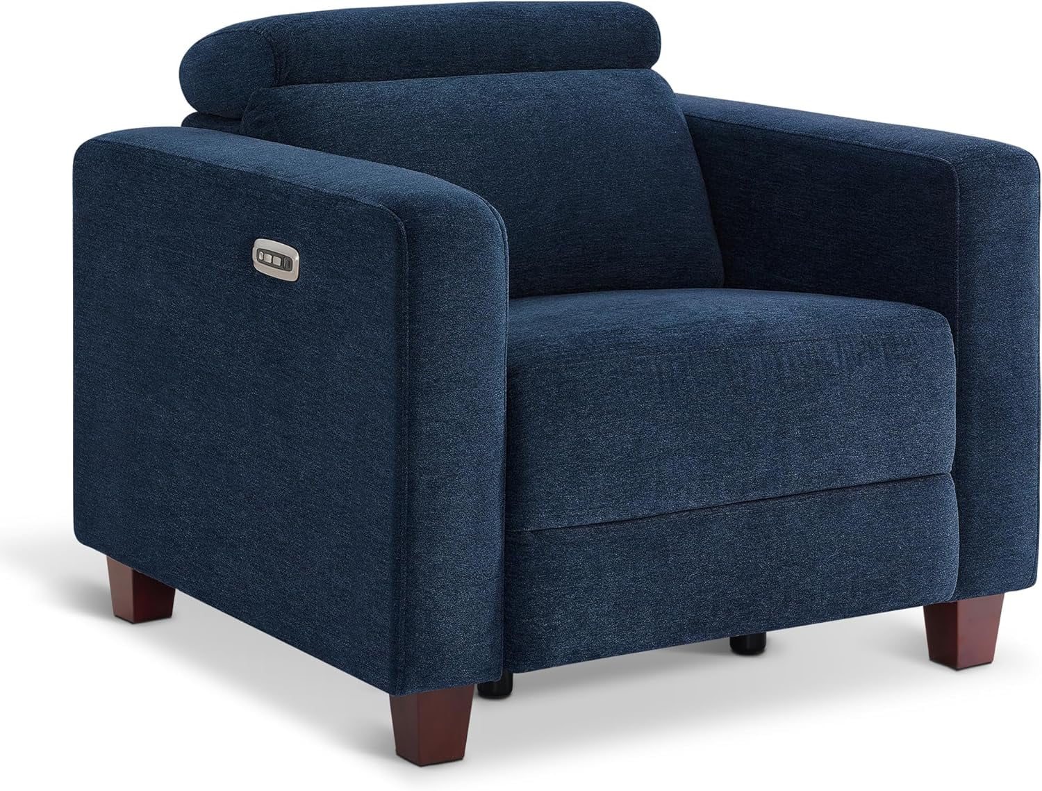 MCombo High Leg Power Recliner Chair with Adjustable Headrest and USB A/C Charge Ports for Living Room, Office, and Small Spaces (Fabric HL128, Navy Blue)