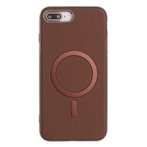 for iPhone 8 Plus / iPhone 7 Plus Strong Magnetic Case Compatible with Mag-Safe, Luxury Elegant PU Leather TPU Bumper Shockproof Protective Slim Magnetic Phone Cover, Brown