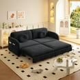 thumbnail image 3 of 65.4'' Pull Out Couch Bed Queen Size, Chenille Sleeper Sofa Daybed, 3 in 1 Convertible Couches, Futon Sofa with 2 Pillows, Storage Pockets, USB, Loveseat for Small Spaces, Living Room, Black, 3 of 9