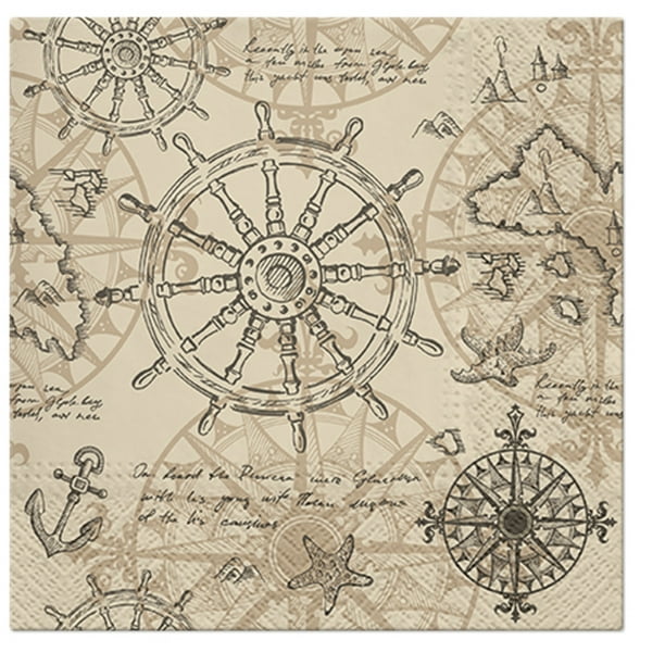 Vintage Nautical Map Decorative Nautical Lunch Paper Napkins 100pcs