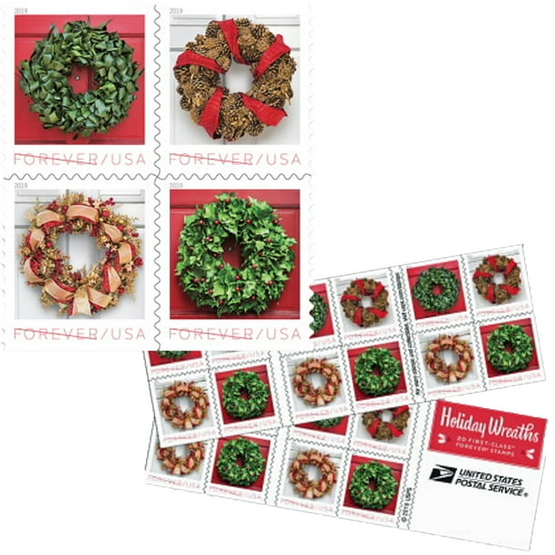 Holiday Wreaths Book of 20 Forever US First Class Postage Stamps