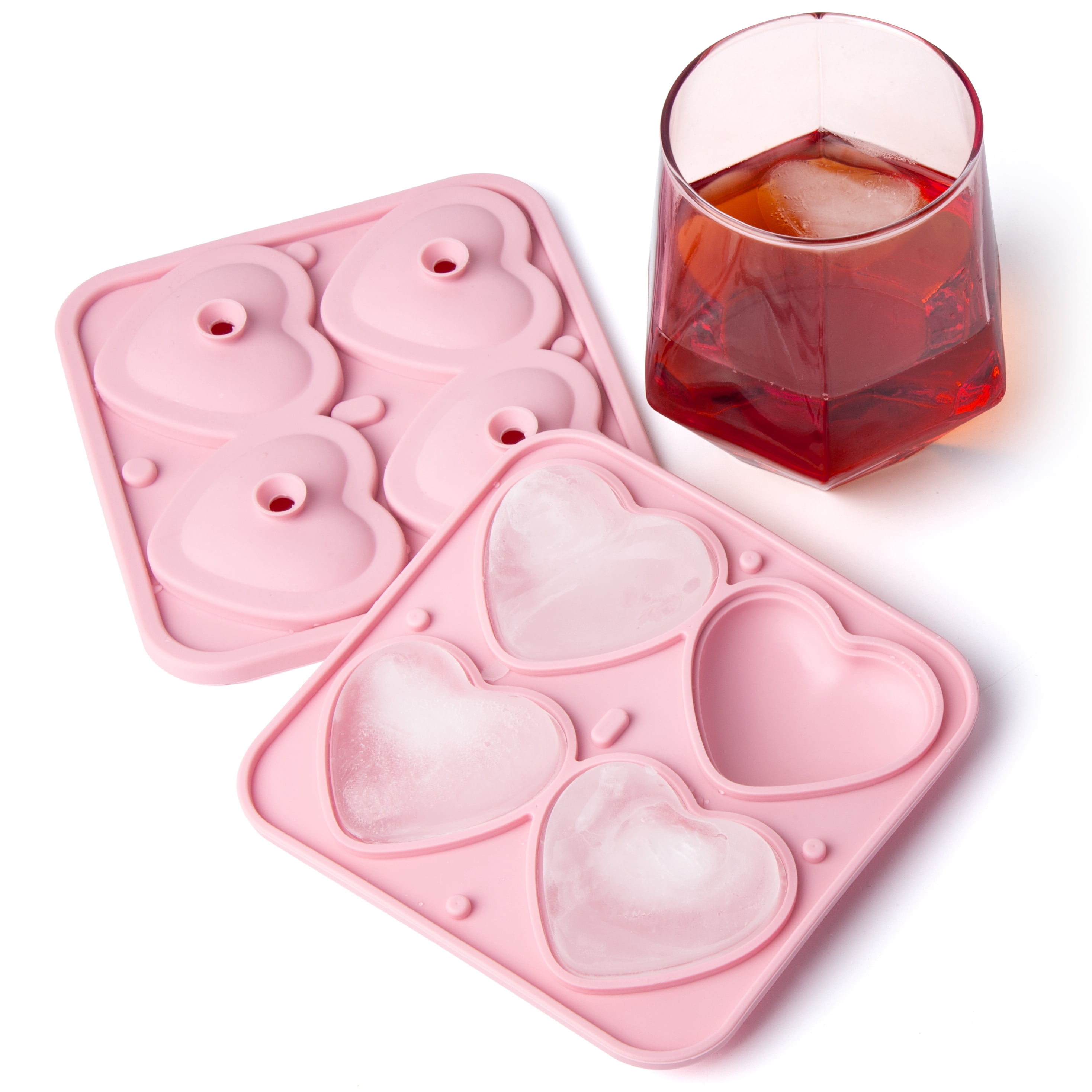 Betsey Johnson Glass Tumbler with Heart Ice Mold, Cocktail Glass & Silicone Ice Tray Set