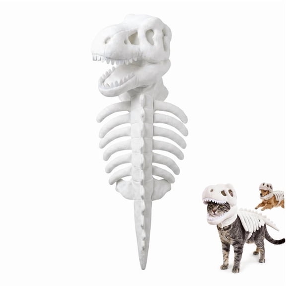 Pet Dinosaur Costume 3D Skeleton Design, Clothing for Cats Dogs, Cozy Plush Cosplay, Hallowee Pet Dino Dress Up