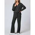 thumbnail image 5 of Women 2 Piece Outfits 2025 Fall Fashion Wide Leg Pants Lounge Set Leisure Travel Vacation Sweatsuits Black XXXL, 5 of 7
