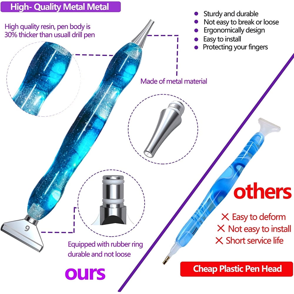 Stainless Steel Tip Diamond Painting Pen Stylus Kits Set Accessories Tool  for Diy Diamond Painting Gem Nail Art Decoration Art,blue,blue，G26581 