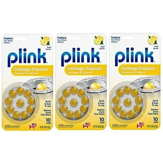 Plink Garbage Disposal Cleaner & Disposer Deodorizer 10 Treatment Pack- Lemon Scent 3 Pack