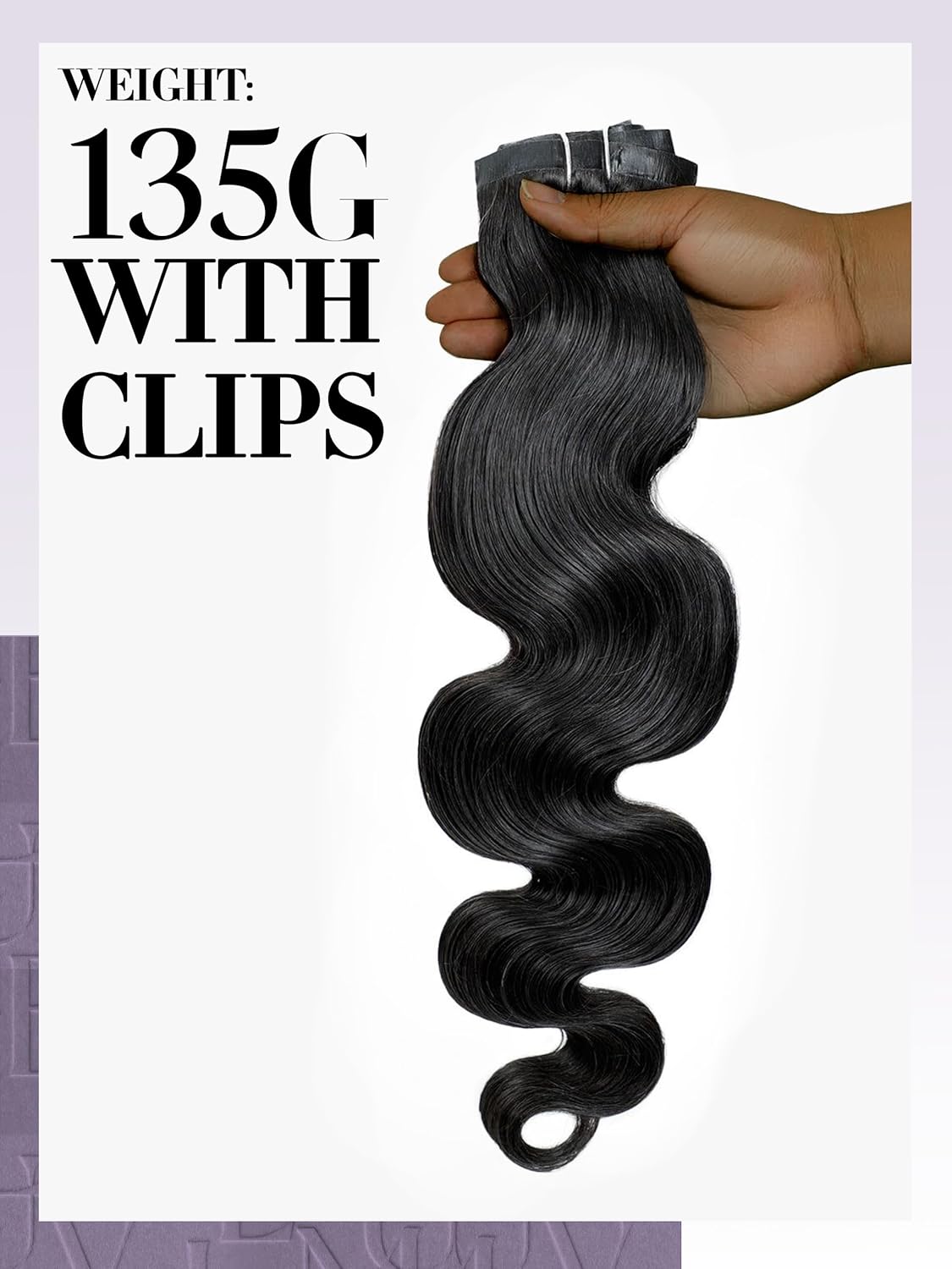 LUVME Clip in Hair Extensions 14" Real Human Hair Natural Black for Women on Thick Body Wavy Extensions