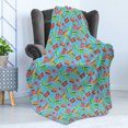 thumbnail image 4 of Birthday Party Soft Flannel Fleece Blanket, Colorful Presents Gifts with Ribbons Stripes Stars and Hearts, Cozy Plush for Indoor and Outdoor Use, 50" x 60", Deep Sky Blue Multicolor, by Ambesonne, 4 of 5
