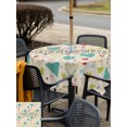 thumbnail image 6 of Square Outdoor Tablecloth with Umbrella Hole Turquoise Heart Outside Table Cloth Waterproof Patio Table Cover Rustic Three-Leaves Dots Burlap Zipper Tablecloths for Picnic Party Camping 60x60 Inch, 6 of 8