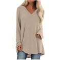 thumbnail image 2 of SHOPESSA Womens Tops Plus Size Long Sleeve Workout Shirts Casual V-Neck T-Shirt Loose Workout Tops Solid Blouse, 2 of 5