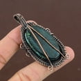 thumbnail image 5 of Natural Tibetan Turquoise Gemstone Copper Wire Wrap Gift Pendant 2.64", 5 of 6