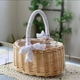 thumbnail image 3 of Wicker Rattan Flower Basket, Willow Handwoven Basket with Handle and Plastic Insert, Easter Eggs Candy Basket Wedding Flower Girl Baskets for Home Garden Decor,Brown, 3 of 10