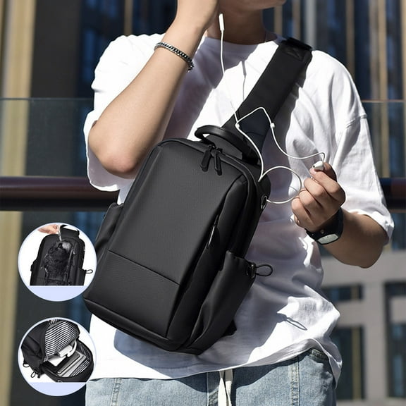 100Fens Sling Bag for Men,Cross Body Shoulder Bag,Messenger Bag with USB Charging Port,Lightweight Crossbody Bag for Work Satchel