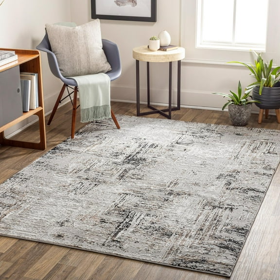 Mark&Day Area Rugs, 9x12 Grinnell Modern Gray Marble Area Rug, Grey Beige Brown Carpet for Living Room, Bedroom or Kitchen (9'2" x 12')