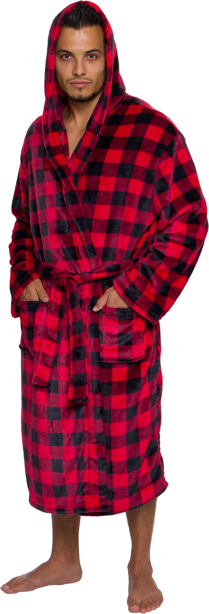 Ross Michaels Ross Michaels Buffalo Plaid Hooded Bathrobe Men's