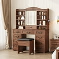thumbnail image 2 of Makeup Vanity Desk with Mirror and LED Lights – 10 Drawers, 8 Storage Shelves, Power Outlet, Vanity Table with Chair In 3 Colors for Bedroom and Powder Room, 2 of 7