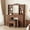 Walnut, variant on Gaderth Makeup Vanity Table with Mirror and Adjustable LED Lights, Vanity Table with Stool, Vanity Desk with 10 Drawers, 10 Storage Shelves, Power Outlet, and Chair for Bedroom