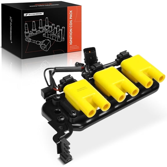 A-Premium (Yellow) Engine Ignition Coil Pack Compatible with Kia Sportage 2005-2010 2.7L & Hyundai Tucson 2005-2009 2.7L