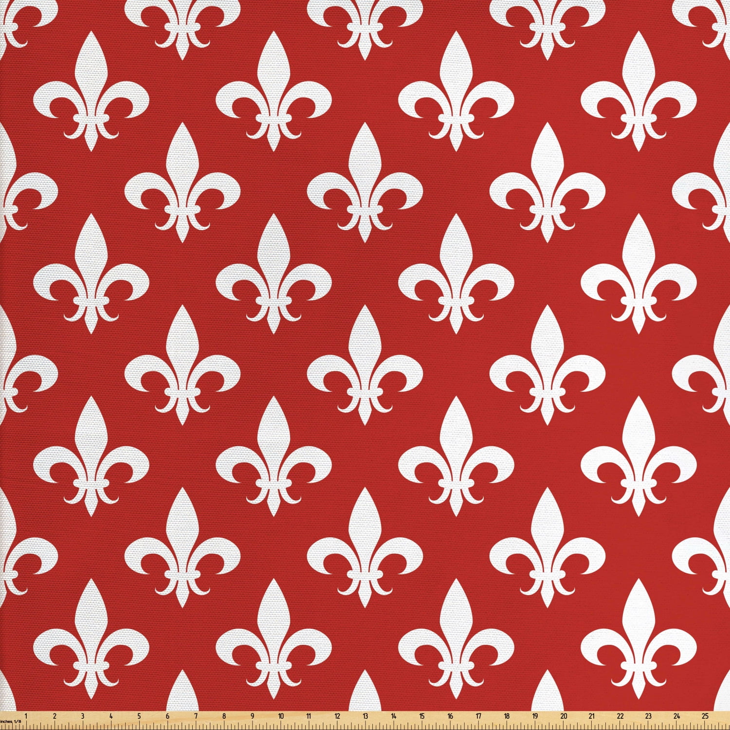 Fleur De Lis Fabric by The Yard, Heraldic Pattern with Abstract Floral