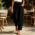 thumbnail image 5 of Oksale Barrel Pants Women Petite Trendy Cuffed Hem Elastic Waisted Summer Pants Casual Loose Wide Leg Pants with Patch Pockets 2026 Black 2XL, 5 of 7