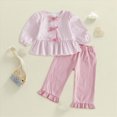 thumbnail image 2 of TOWED22 2Pcs Set Infant Baby Girl Fall Clothes Cute Graphic Long Sleeve Crewneck Sweatshirt+Joggers Pants Winter Outfit Set,Pink,6-12 M, 2 of 4
