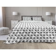 thumbnail image 1 of Geometric Comforter & Sham Bedding Set, Intricate Circles in Round Squares Monochrome and Futuristic Layout, 3 pcs Duvet Set Microfiber Filling Quilt, 5 Sizes, Charcoal Grey and White, by Ambesonne, 1 of 4