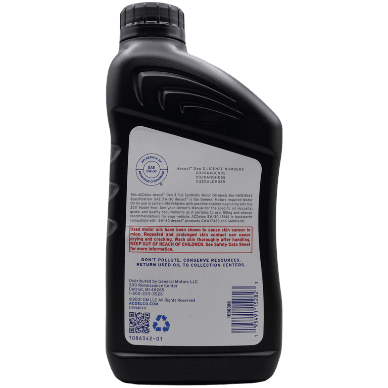 10-9329 (19432321) dexos1 GEN 3 Full Synthetic 5W-30 Motor Oil, 1