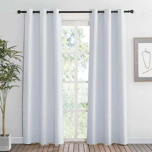 AIR-Room Darkening Curtains for Living Room, Energy Smart Privcay Window Curtains Drapes Durable Rustproof Grommet Panels for Home Office Laundry, W42 x L84 inch, Greyish White, Set of 2