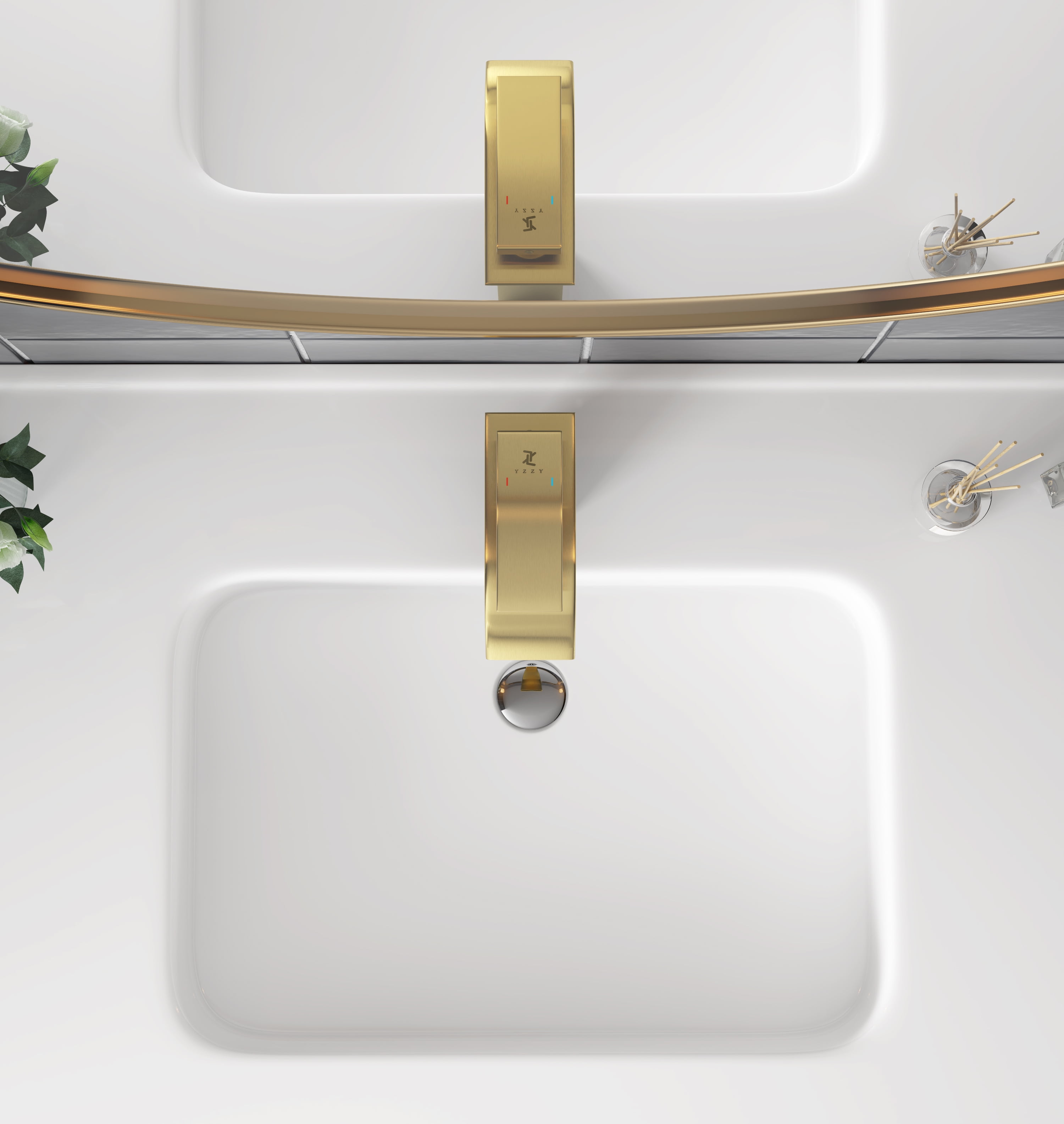 YZZY Single Handle Waterfall Bathroom Faucet Brushed Gold Bathroom Basin Faucet Single Hole Bathroom Vanity Sink Faucet