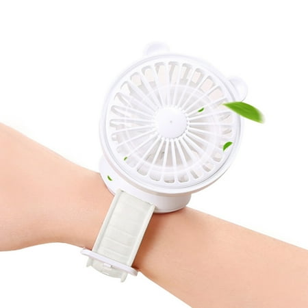 

Cute Bear Hand-Held Fan Comfortable Wrist Strap Cartoon Portable Mini Fan For Outdoor Travel White