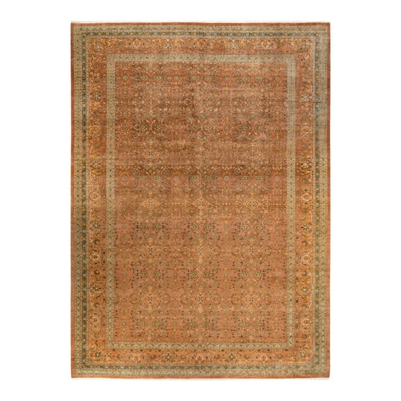 Hand-Knotted Wool Oriental Traditional Yellow Area Rug 10' 4" x 14' 5"
