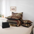 thumbnail image 5 of Feelyou Adult Abstract Geometric Bedding Comforter Set 7pcs, Mid Century Minimalism Queen Bedding Sets, Brown Red Stripes Reversible Queen Sheet Sets, Luxury Bedroom Decor, 5 of 7